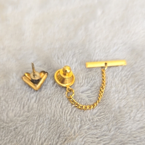 #148 Vintage Gold and Brown Chain Pin - Picture 3 of 3